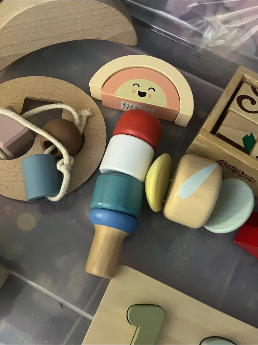 Wooden Educational Toy Set - Pastel Multicolor Learning Blocks, shapes, 561